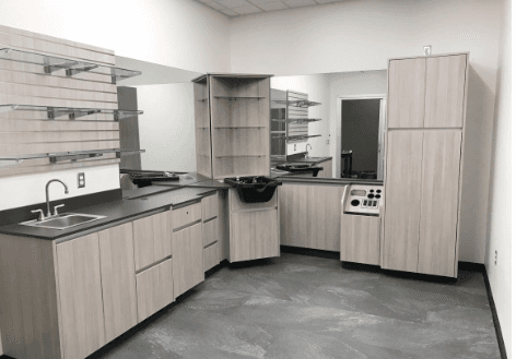 Shampoo area casework